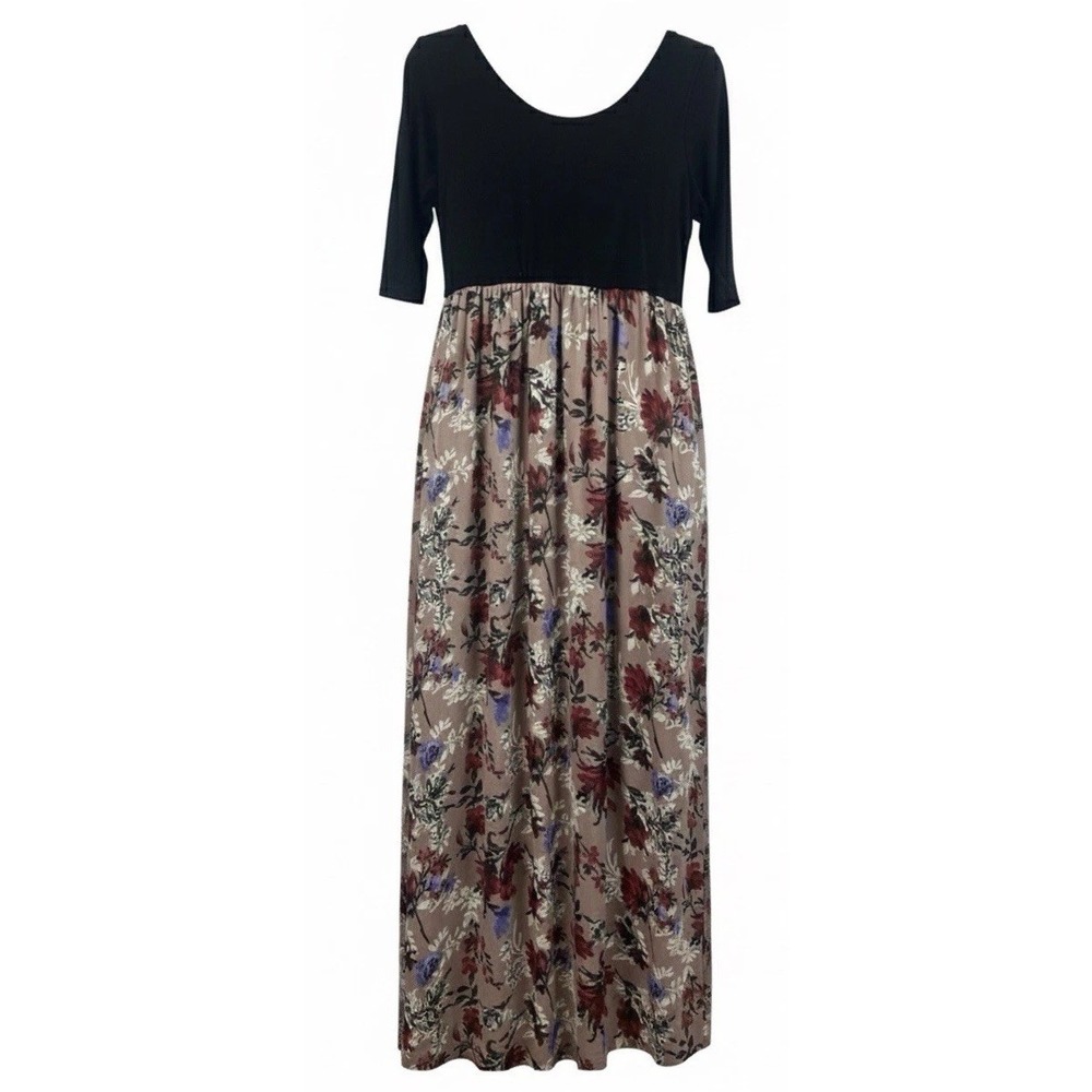 PinkBlush Floral Maternity Maxi Dress S Black Floral Baby Shower Photoshoot Boho